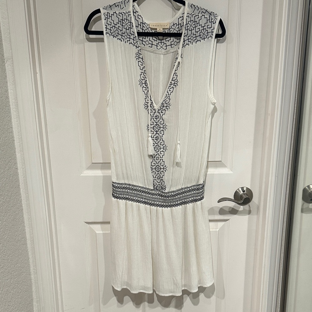Lovestitch White and Black Patterned Mini Dress